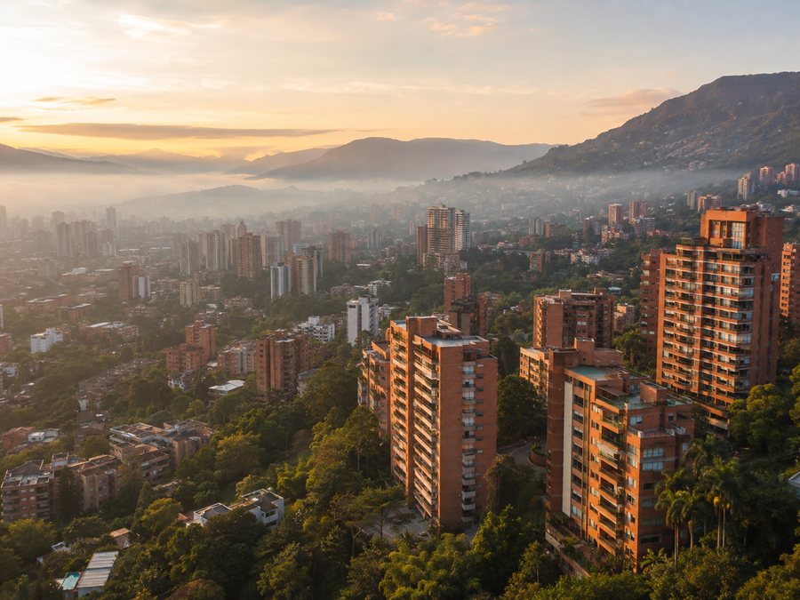 El Poblado hillsides in morning mist